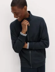 Cotton Rich Rib Zip Up Loungewear Top Navy male