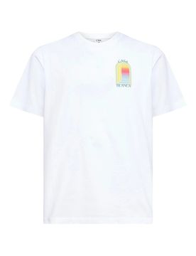 White Graphic Print Ribbed Crewneck T-Shirt