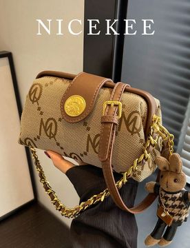 Bolso de hombro con cadena, estampado de letras en bloques de color retro, tacto exquisito y de alta calidad, bolso casual minimalista y versátil con