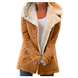 Long-sleeved Fleece-lined Warm Cotton-padded Trench Coat Women's Jackets Women Clothes Jacket Autumn Winter Jacket