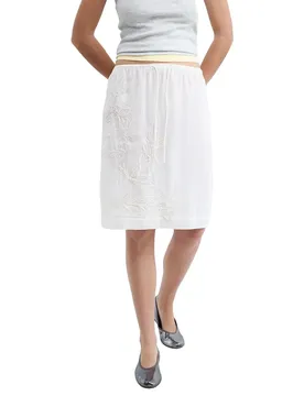 Gonna Midi 30000592 Flowers Embroidery White L
