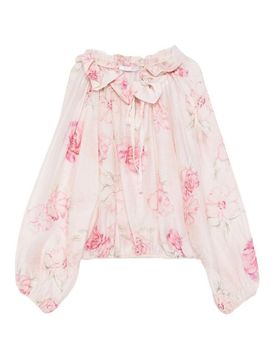 Blusa A Fiori Con Ruches