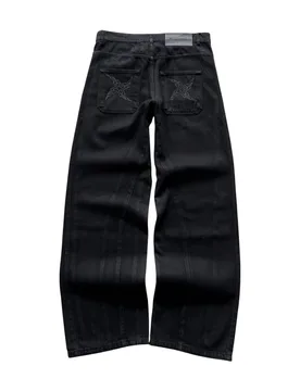 Waxed Denim raw pants jeans da uomo baggy - Black - FORMY STUDIO - FashionsVida