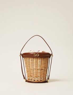 Sac seau en osier avec pochette
