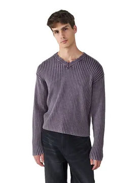 Maglione Con Scollo A V Cropped Washed Purple / Plum Perfect M