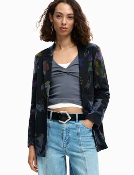 Americana collage, Mujer, Algodon, Negro, XS