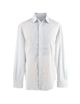Blue Striped Cotton Dress Shirt - Valentino Garavani - FashionsVida