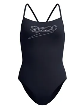 Endurance+ Logo Thin Strap Damen Schwimmanzug, schwarz 36