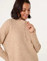 Half Zip Jumper - 14/16 / OATMEAL - female