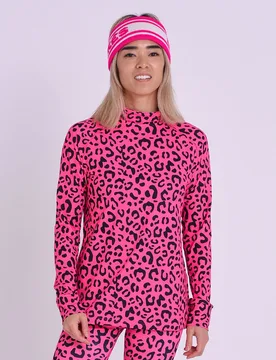 Hotel California Pink Leopard Womens Baselayer Top - Oosc - FashionsVida