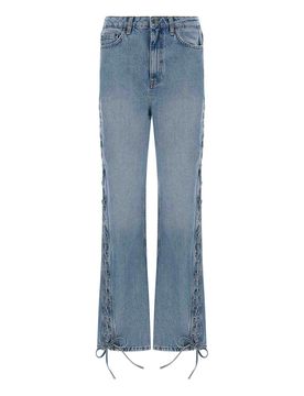 Jeans con allacciatura attorcigliata