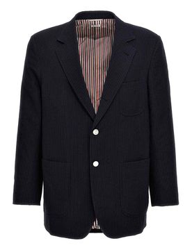 Blazer monopetto in seersucker