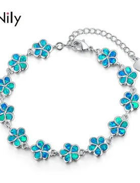 CiNily White/Blue/Pink Fire Opal Stone Wide Chain Bracelet Silver Plated Violet Cherry Blossom Flower Bohemia BOHO Jewelry Woman - Aliexpress - FashionsVida