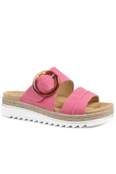 Adjustable-Fitting Mules - Bright Pink - Size: 9