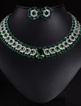 Sparkling Colourful Niche Delicate Flower Jewellery Necklace Earrings 2 Pcs Set Wedding Banquet Prom Bridal Women Dubai 2026 - Aliexpress - FashionsVida
