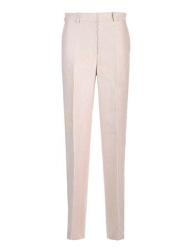 Pantaloni a vita alta in twill di lino