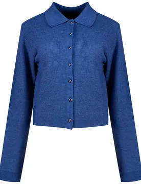 Cardigan Exciting Dark Denim / Detail Melange W Gun Metal Buttons L
