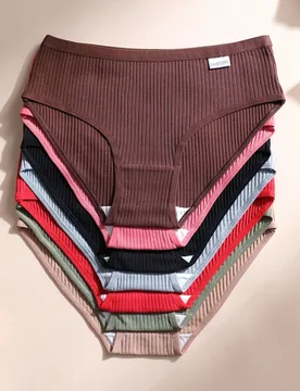Piezas de bragas de algodón elástico de cintura baja para mujeres, ropa interior deportiva sexy y cómoda, transpirable - Shein - FashionsVida