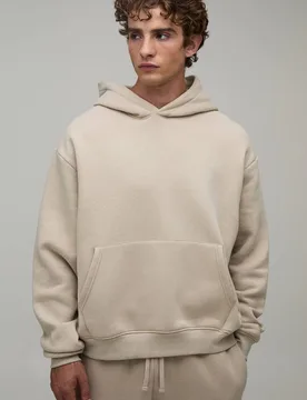 Herren Essentieller Übergroßer Kastenförmiger Kapuzenpullover Zum Überziehen Stone Größe Small - boohooMAN - FashionsVida