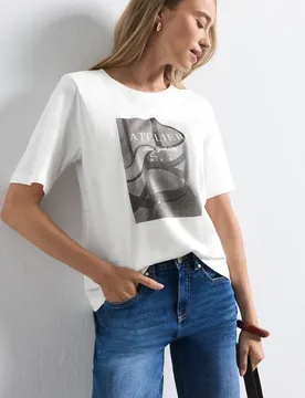 T-Shirt mit Rundhals und Fotoprint female Weiß - Street One - FashionsVida