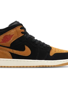 Aj1 Mid Men's Sneakers - Black - Size 8.5 - Leather & Synthetics - Black - Size: 8.5 - Jordan - FashionsVida