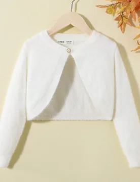 Sudadera tipo cárdigan informal de manga larga y cuello redondo para niña joven - Shein - FashionsVida