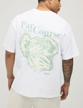 Herren Golf Monthly Par For The Course Oversized Lizenz-Print T-Shirt White Größe Medium - boohooMAN - FashionsVida