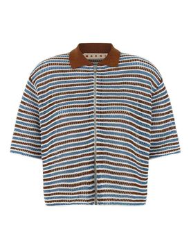 Cardigan all'uncinetto a righe