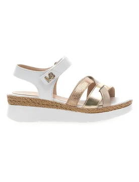 Sandali Bassi Bianchi e Oro con Zeppa 51302 38 - Mariella Burani - FashionsVida