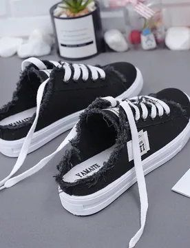 Nuevas zapatillas de lona planas y casuales con diseño de deslizamiento para mujer, para primavera - Shein - FashionsVida