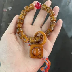 Tibetan jewelry made from yak , A-dai design bracelet, decorative bone with tiger teeth, faceless Buddha, three-way vajra sc