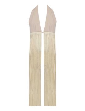 Top In Crepe Con Frange Warm Ivory