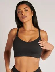 Rib Maternity Nursing Bralette Black female