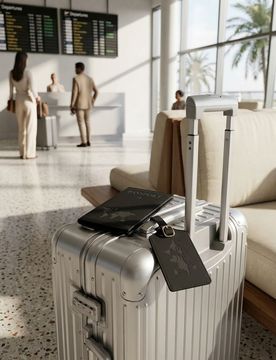 Set custodia per passaporto ed etichetta per valigia - nero