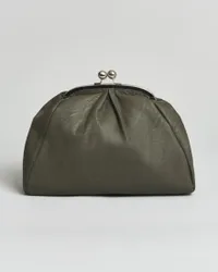 Clutch grande verde militare in similpelle con chiusura e tracolla a catena argento