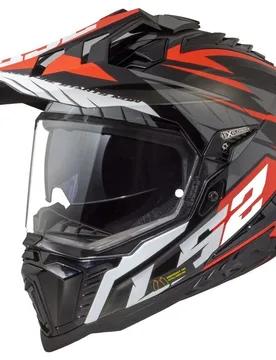 Casco Moto Turismo Off Road MX701 EXPLORER HPFC SPIRE Ne taglia 2X - LS2 - FashionsVida