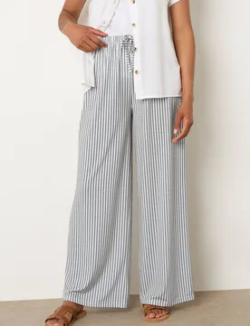 Women's Stripe Wide Leg Trousers in Blue Size: 20 - Blue - Size: 20 - M&Co - FashionsVida