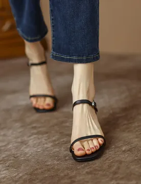 Premium Suede Leather Surface Thin Cross Strap Slingback Mules Women Square Toe Slip On Kitten Heel Non Slip Sole Ladies Sandals - Aliexpress - FashionsVida