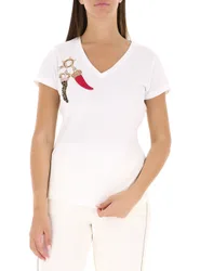 T-shirt con strass LIU JEANS PANNA L