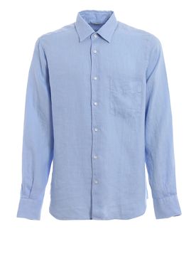 Camicia in lino con tasca applicata