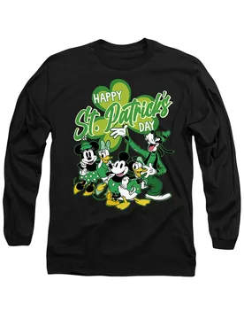 Mickey Mouse Friends St Patrick's Day Minnie Goofy Donald Long Sleeve T-Shirt, Black - Black - Size: L - Disney - FashionsVida