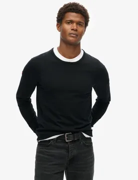 Superdry Herren Merino-pullover mit Rundhalsausschnitt Schwarz - Größe: Xxl - 79.99 - FashionsVida