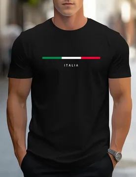 Men's Summer T-Shirts Fashionable Casual Loose Plus Size ITALIA Pattern Printed Sports Round Neck Short Sleeved T-shirt Top - Aliexpress - FashionsVida
