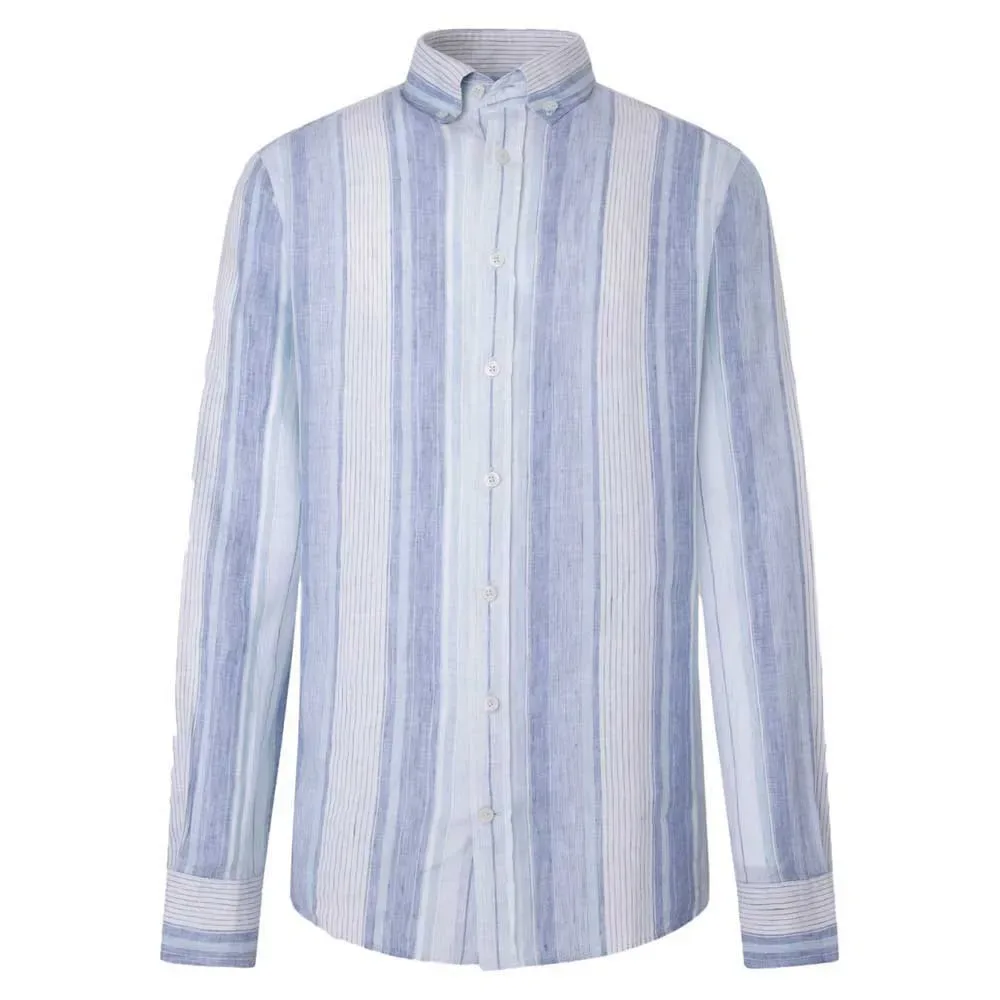 Camicia A Maniche Lunghe Linen Multi Stripe Multi 2XL - Hackett - FashionsVida
