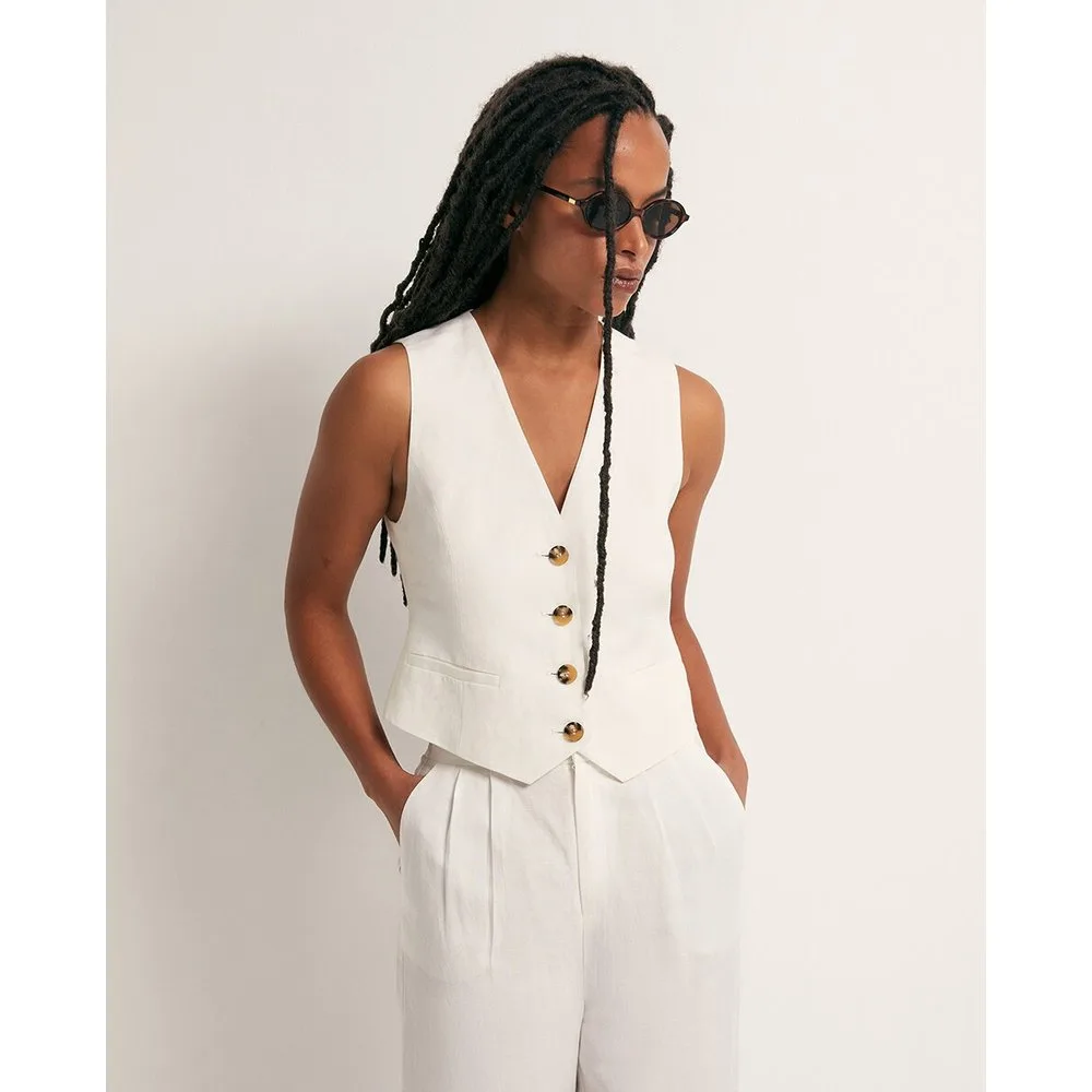 Sfera - Chaleco picos lino - Sfera - FashionsVida