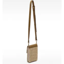 Bolso para móvil convertible a bandolera efecto rafia con cierre de cremallera en liso