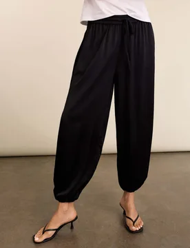 Satin Balloon Ankle Grazer Trousers Black female - Baukjen - FashionsVida