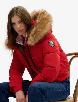 Superdry Damen Everest Kapuzen-bomberjacke Red - Größe: 36 - 179.99 - FashionsVida