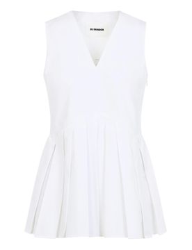 Top plissettato a trapezio senza maniche