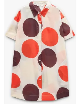 Vestido corto 100% algodón camisero con estampado de lunares - Parfois - FashionsVida